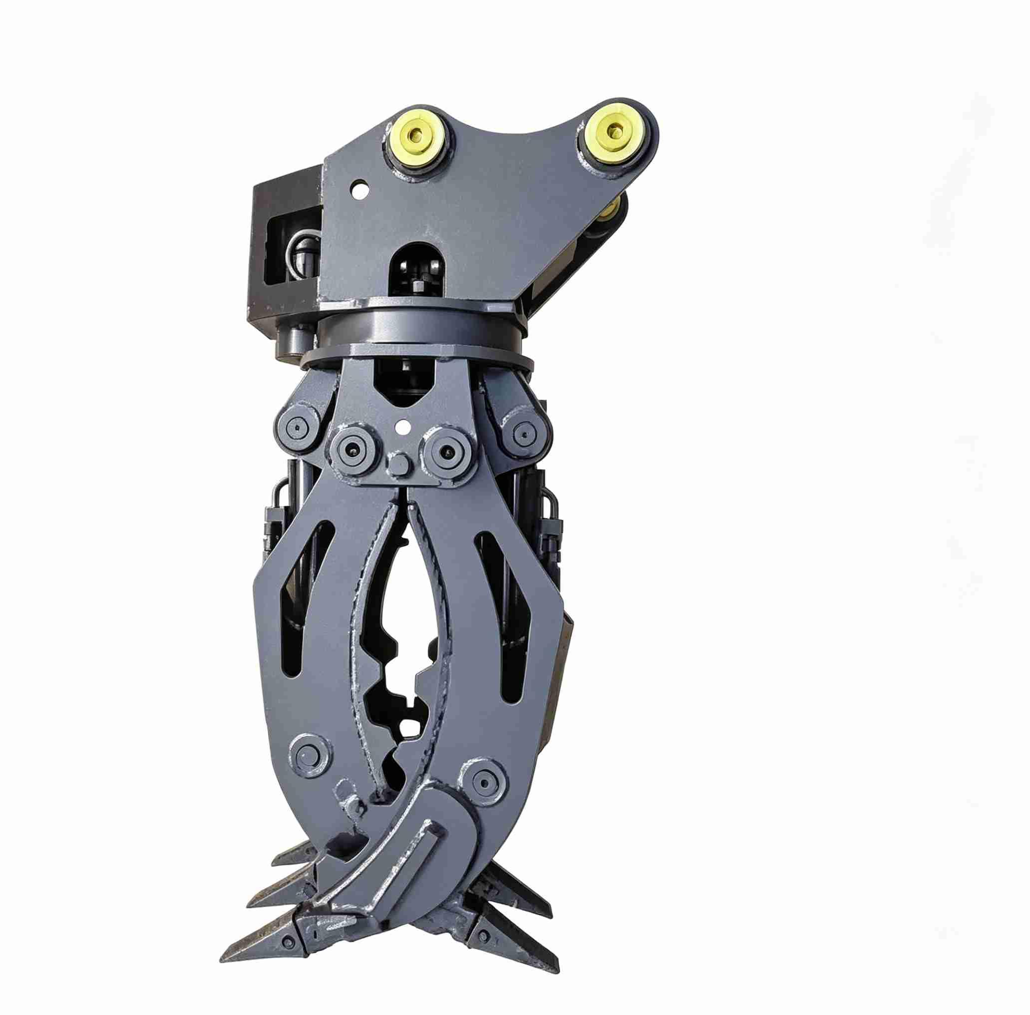 Excavator log grapple, excavator log clamp, hydraulic 360-degree rotating log clamp, mechanical clamp for grabbing logs and iron.